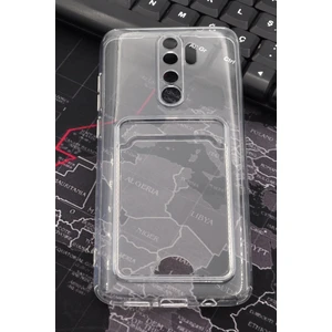 NOVKA Phone Accessories  Xiaomi Redmi Note 8 Pro Uyumlu Kredi Kartlıklı Şeffaf Kılıf Kamera Korumalı