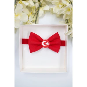 TÜRK BAYRAĞI FİGÜRLÜ AYARLANABİLİR KIRMIZI RENK  ERKEK ÇOCUK PAPYON