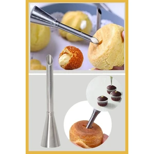 Tinky Winky Paslanmaz Çelik Krema Sıkma Torbası Ucu (Cupcake Dolgu Duy ) 1 Adet + 2 Adet Şanti Torbası