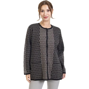 Mutlu City Yeni Sezon Kadın Triko Örgü Sıkı Dokuma Düğmeli Zincir Desenli Anne Kışlık Hırka 8086