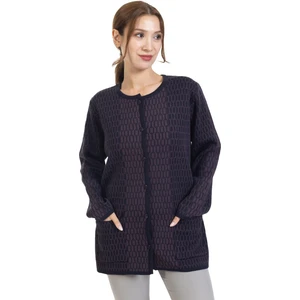 Mutlu City Yeni Sezon Kadın Triko Örgü Sıkı Dokuma Düğmeli Zincir Desenli Anne Kışlık Hırka 8086