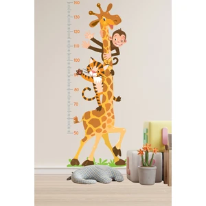Echo Home Zürafa Kaplan ve Maymun Temalı Boy Ölçüm Cetveli Boy Ölçer Sticker