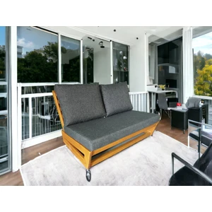 Zerka Concept Nepal Bahçe Balkon Masif Kayın Ahşap Koltuk - 1 Adet Ikili Koltuk Antrasit Gri