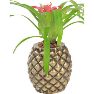 Saksı Çiçek Kaktüs Saksısı Lüx 15 cm Varak Boyalı Ananas Desen Saksı Çiçeklik