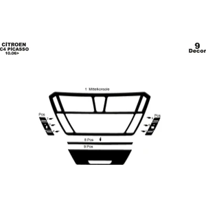 Marscockpitdesign Citroen C4 Picasso Ön Torpido Kaplama Parlak Siyah 9 Parça 2006-2010