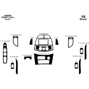 Marscockpitdesign Chery Tiggo 4x4 Ön Torpido Kaplama Parlak Siyah 16 Parça 2007-2015