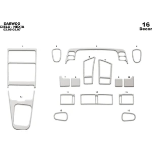 Marscockpitdesign Daewoo Cielo /nexia Ön Torpido Kaplama Alüminyum 16 Parça 1995-1997