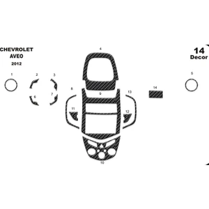 Marscockpitdesign Chevrolet Aveo Ön Torpido Kaplama Karbon 14 Parça 2012-›