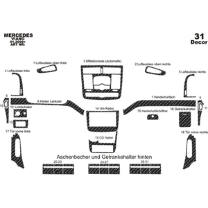 Marscockpitdesign Mercedes Viano Otm. Ön Torpido Kaplama Karbon 31 Parça 2006-›