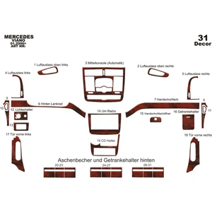 Marscockpitdesign Mercedes Viano Otm. Ön Torpido Kaplama Maun 31 Parça 2006-›