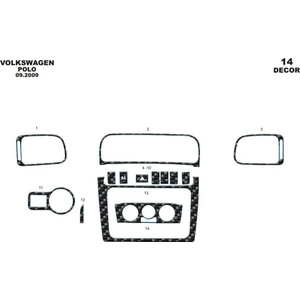 Marscockpitdesign Volkswagen Polo Ön Torpido Kaplama Karbon 14 Parça 2009-2015