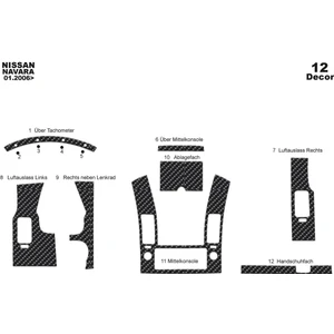 Marscockpitdesign Nissan Navara Ön Torpido Kaplama Karbon 12 Parça 2006-2010