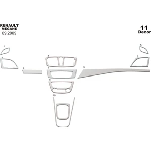 Marscockpitdesign Renault Megane 3 Ön Torpido Kaplama Alüminyum 11 Parça 2009-2016