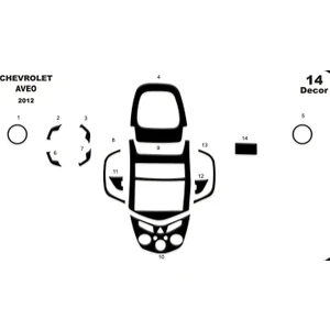 Marscockpitdesign Chevrolet Aveo Ön Torpido Kaplama Parlak Siyah 14 Parça 2012-›