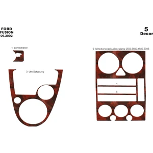 Marscockpitdesign Ford Fusion Ön Torpido Kaplama Maun 5 Parça 2002-2005
