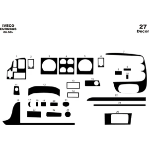 Marscockpitdesign Iveco Eurobus Ön Torpido Kaplama Parlak Siyah 27 Parça 2006-2012