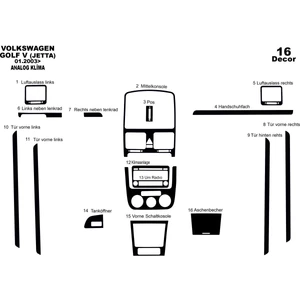 Marscockpitdesign Vw Golf 5 Ön Torpido Kaplama Analog Klima Karbon 16 Parça 2003-2008