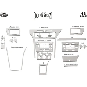 Marscockpitdesign Opel Astra H Ön Torpido Kaplama Alüminyum 18 Parça 2004-2015