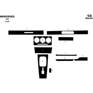 Marscockpitdesign Mercedes 123 Ön Torpido Kaplama Parlak Siyah 10 Parça 1976-1986