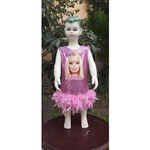 Niliya Çocuk Giyim Barbie Baskılı Payet Elbise
