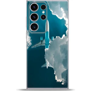 Samsung Galaxy S23 Ultra Kılıf Esnek Silikon Kamera Koruma 4K Desenli Özel Tasarım - Yolcu Uçaği