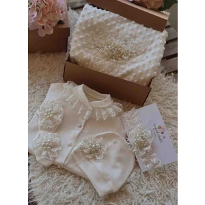 Rengarenk Minikler Özel Tasarım Incili Dantel Detaylı Battaniyeli Bebek Hastane Çıkışı