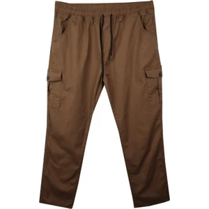 Maruf Shop Kargo Cepli Büyük Beden Gabardin Pantolon Taba