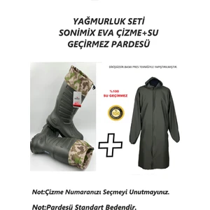 Motokurye, Balıkçı, Yıkamacı Yağmurluk Seti (Sonimix Eva Çizme+Su Geçirmez Pardesü)