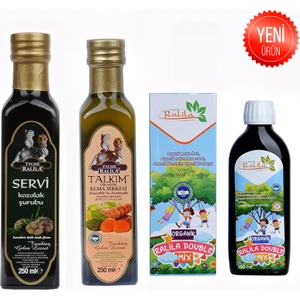 Organik Double Mix Zencefil Zerdeçal Servi Kozalak Şurubu Seti