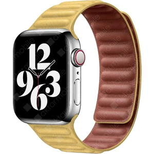Apple Watch 9 45 mm Uyumlu Manyetik Baklalı Model Kayış Mıknatıslı Suni Deri Kordon