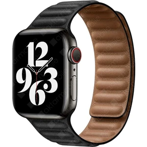 Apple Watch 9 45 mm Uyumlu Manyetik Baklalı Model Kayış Mıknatıslı Suni Deri Kordon