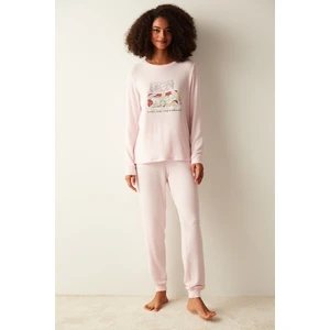Weekend Uzun Kollu Pembe Pijama Takımı