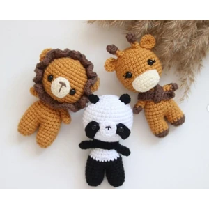 Design By Oykum El Örgüsü Panda, Aslan, Zürafa Oyuncak Seti