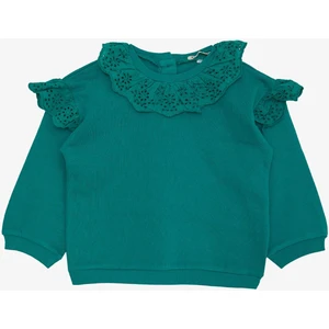 Kız Bebek Sweatshirt Güpürlü Arkası Düğmeli 9 Ay-3 Yaş, Yeşil