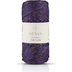 Multi Sparkle Simli Çok Renkli Ip 100 gr Polyester Makrome Ipi 1,5 mm - 150 M