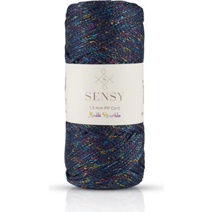 Multi Sparkle Simli Çok Renkli Ip 100 gr Polyester Makrome Ipi 1,5 mm - 150 M