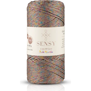 Multi Sparkle Simli Çok Renkli Ip 100 gr Polyester Makrome Ipi 1,5 mm - 150 M