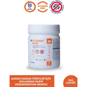 Actoanıd® Wıpes 100 Mendil | Alkole Hassas Yüzeyler Için Kullanıma Hazır Dezenfeksiyon Mendili