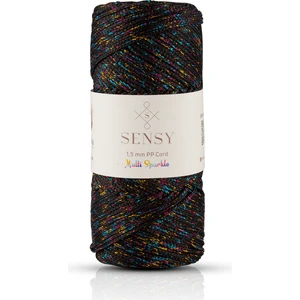 Multi Sparkle Simli Çok Renkli Ip 100 gr Polyester Makrome Ipi 1,5 mm - 150 M
