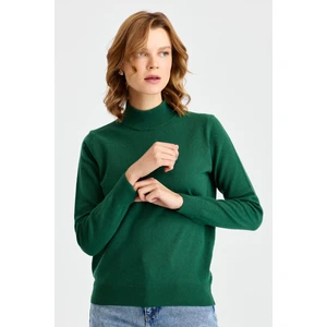 Desen Triko Kadın Yarım Balıkçı Yaka Klasik Bluz Ö.başı