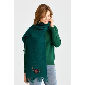 Desen Triko Kadın Işlemeli Yün Atkı K.ö.başı