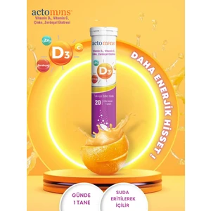 Actomıns® Vitamin D3 20 Efervesan Tablet |  Vit D3, Vit C, Çinko, Zerdeçal Içeren Takviye Edici Gıda