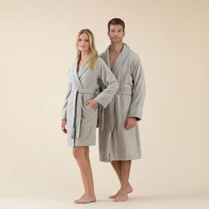 Solid Unisex Bornoz Açık Gri