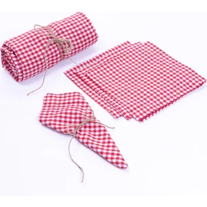 Pötikareli masa örtüsü, peçete piknik seti 5 parça, kırmızı