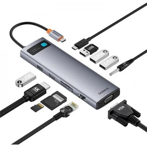 Type-C Çoklayıcı Dönüştürücü 11in1 100W Type-C Hub RJ45 VGA 4K 60HZ HDMI 5gbps  3*usb 3.0 Tf Sd