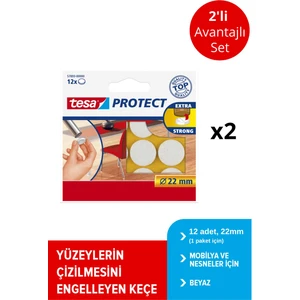 Zemin Koruyucu Keçe Daire Beyaz 22 mm 12 Adet x 2 Paket (Toplam 24 Keçe)