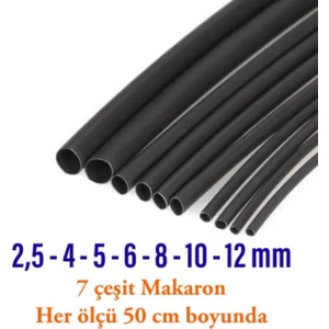 Isıyla Daralan Makaron Kablo Seti (7 Çeşit Herbiri 50 cm ) Kablo 7-Cesit-Makaron-Set 7 Çeşit