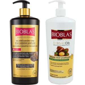 Siyah Sarımsak Şampuanı 1000 Ml + Bioblas Argan Yağı Şampuanı 1000 Ml