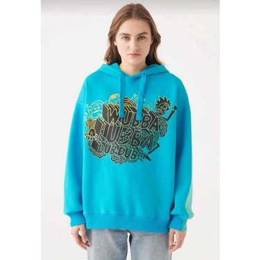 Outlet Bul Rick And Morty Bask l Mavi Oversize Sweatshirt Fiyat