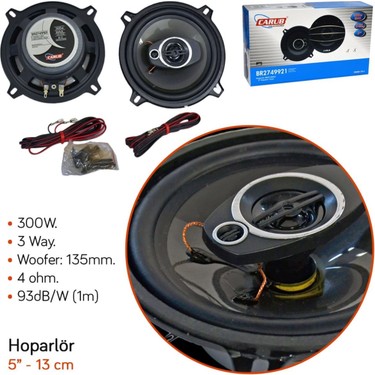 Carub 13 cm Hoparlör 5 Inç Kapaksız 300W BR2749921 Fiyatı